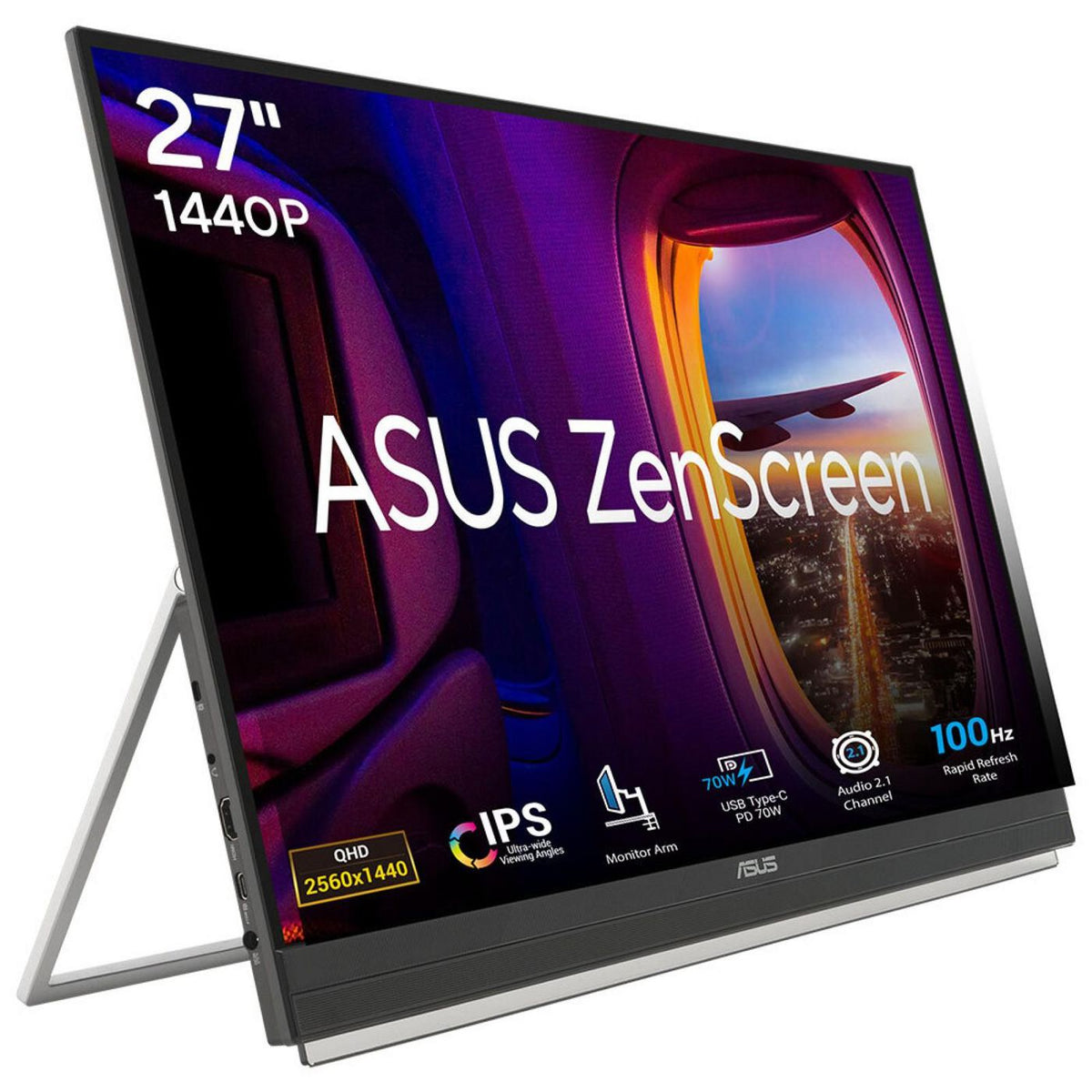 Asus Zenscreen Mb27Acf Computer Monitor 68.6 Cm (27") 2560 X 1440 Pixels Quad Hd Lcd Black
