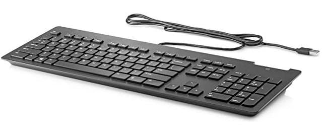 HP USB Slim Smartcard CCID KB 911502-031, Full-size (100%), USB, Mechanical, QWERTY, Black