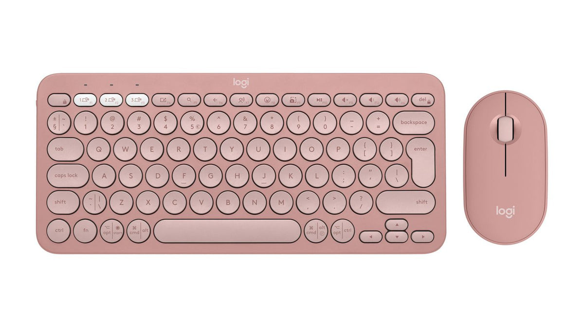 Logitech Pebble 2 Combo Keyboard Mouse Included Rf Wireless + Bluetooth Qwerty Us International Pink