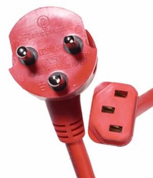 Mercodan Power cable 1.0m Hospital B+C, red, 1 round, 1 flat and 1 earth pin, TE05VCSHV-F 3G 1,00mm, 13A-250V