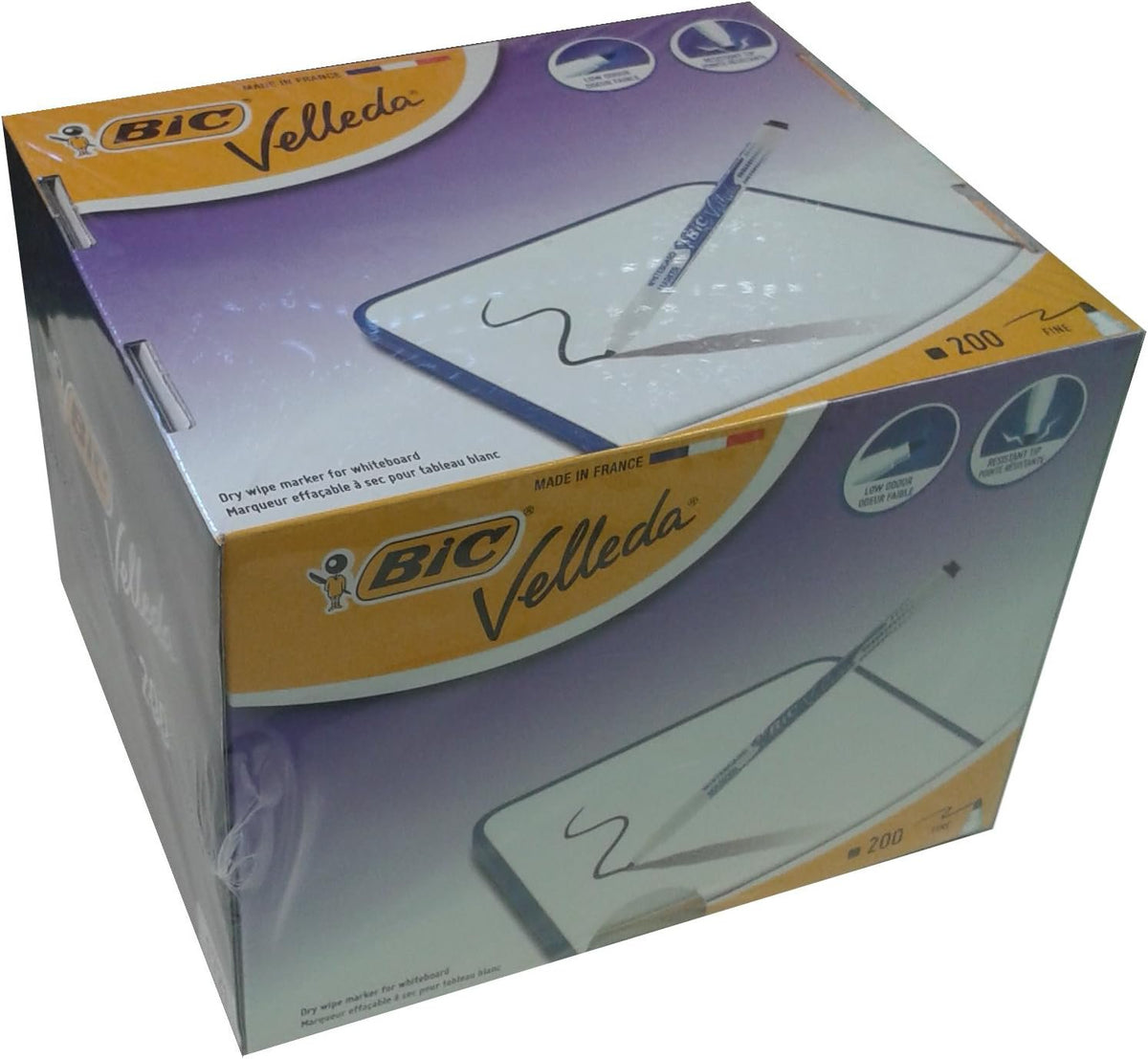 BIC Velleda 1721 Drywipe Marker Fine Tip Black Pack of 200