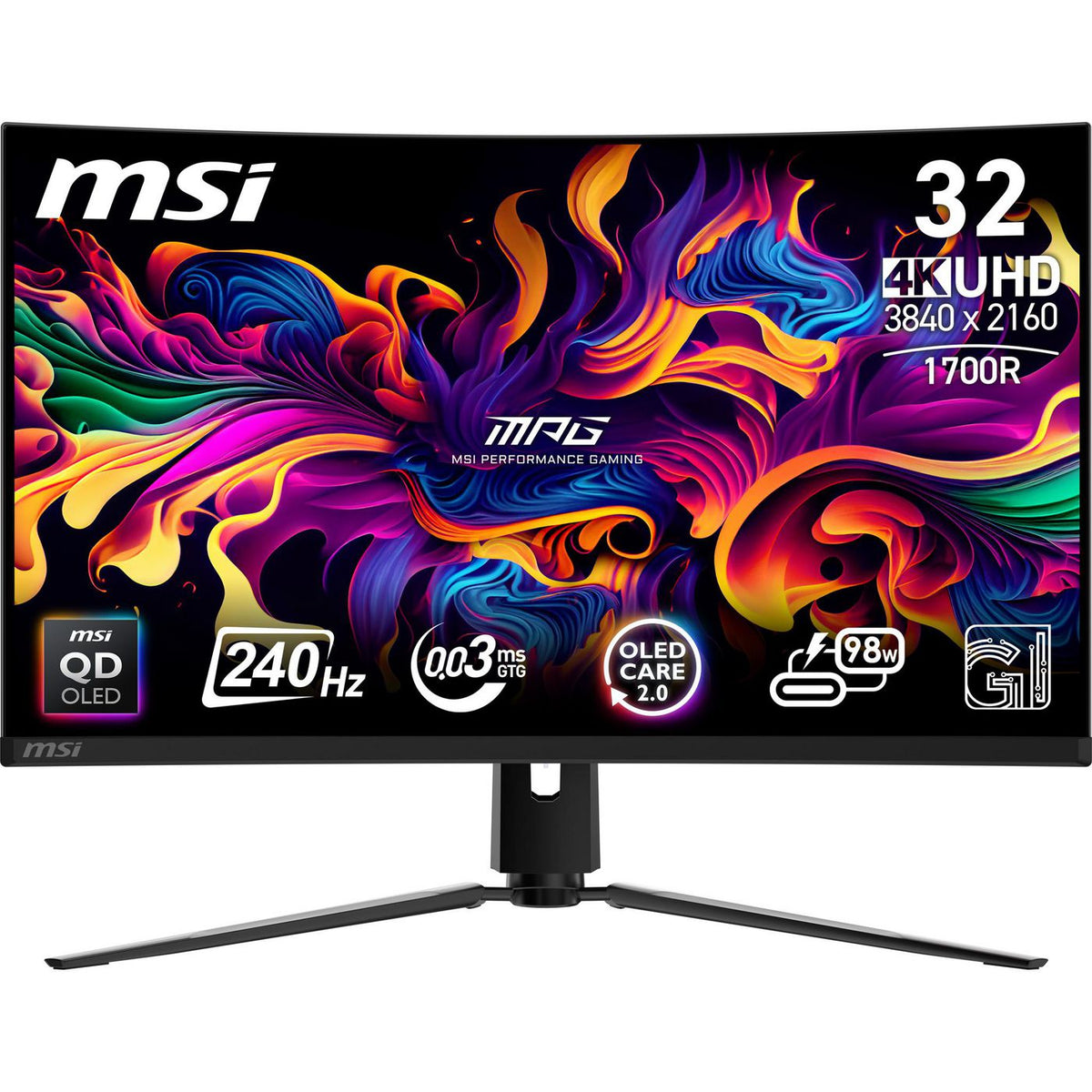 MSI Mpg 321Curxde Qd-Oled Computer Monitor 80 Cm (31.5") 3840 X 2160 Pixels 4K Ultra Hd Black