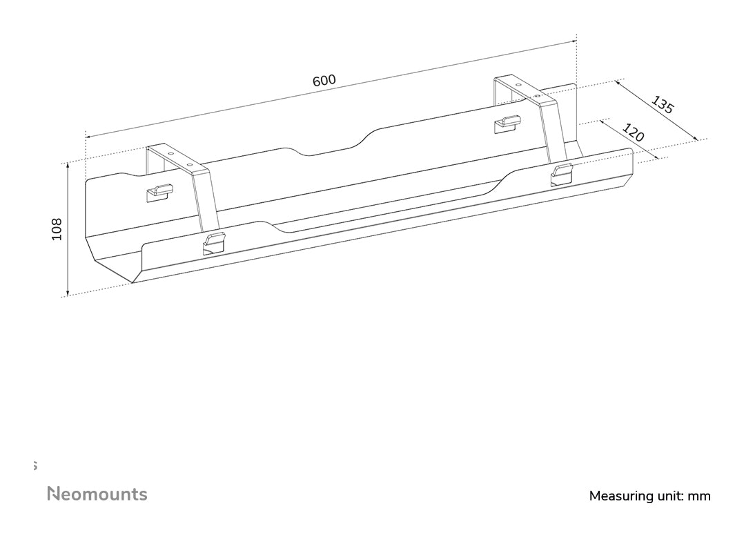 Neomounts ADS07-122BL Cable tray - screw-mounted - universal