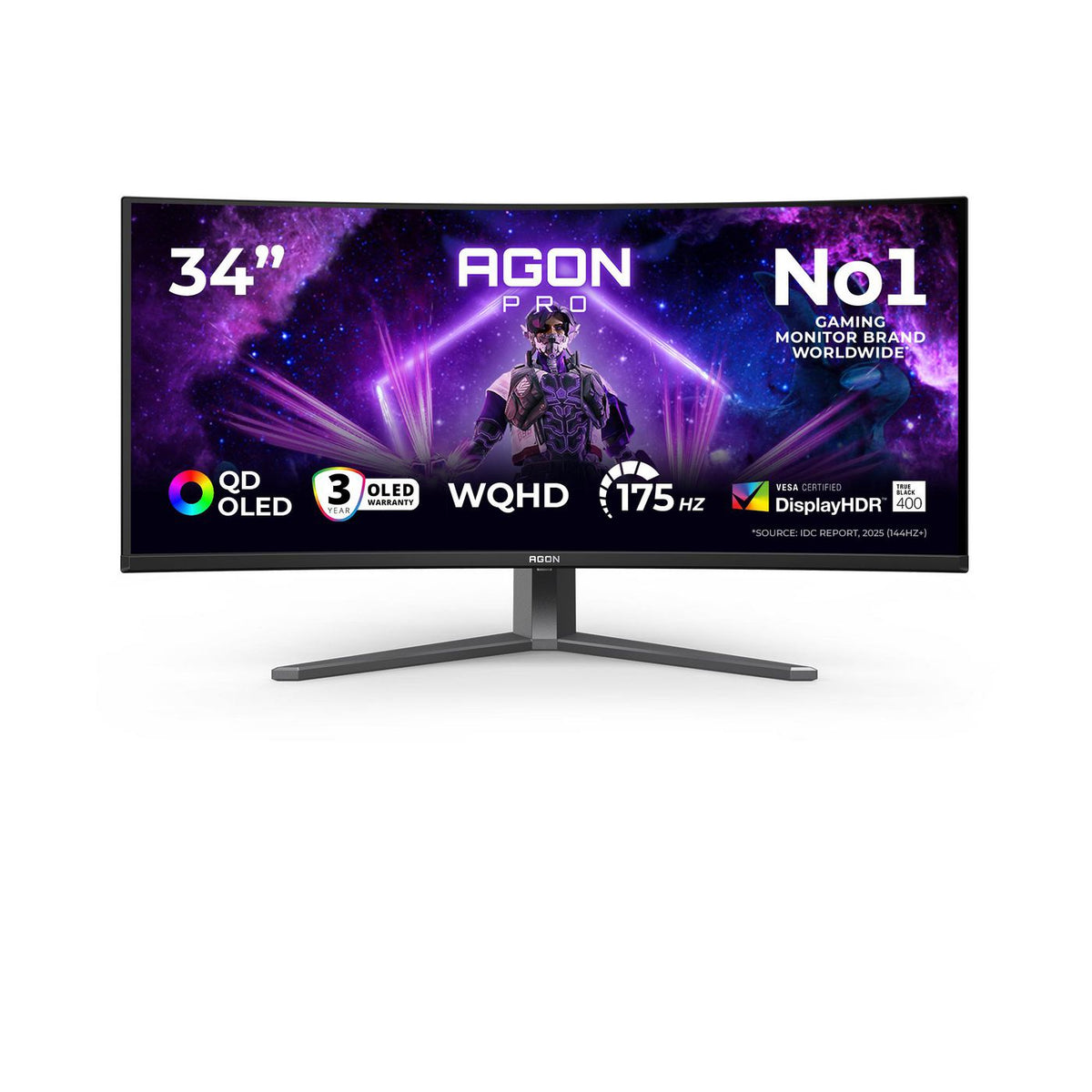 AOC Ag346Ucd Computer Monitor 86.4 Cm (34") 3440 X 1440 Pixels Wide Quad Hd Qd-Oled Black, Grey