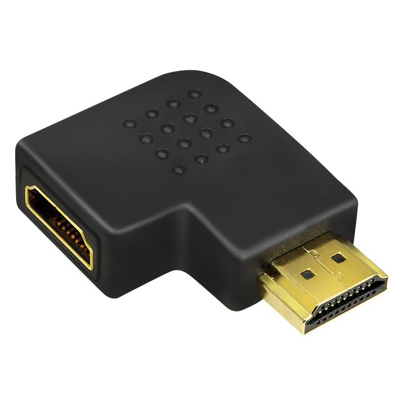 LogiLink HDMI adapter, A/M to A/F, 90° angled, flat, 4K/30 Hz, black AH0008, HDMI, HDMI, Male/Female, Black
