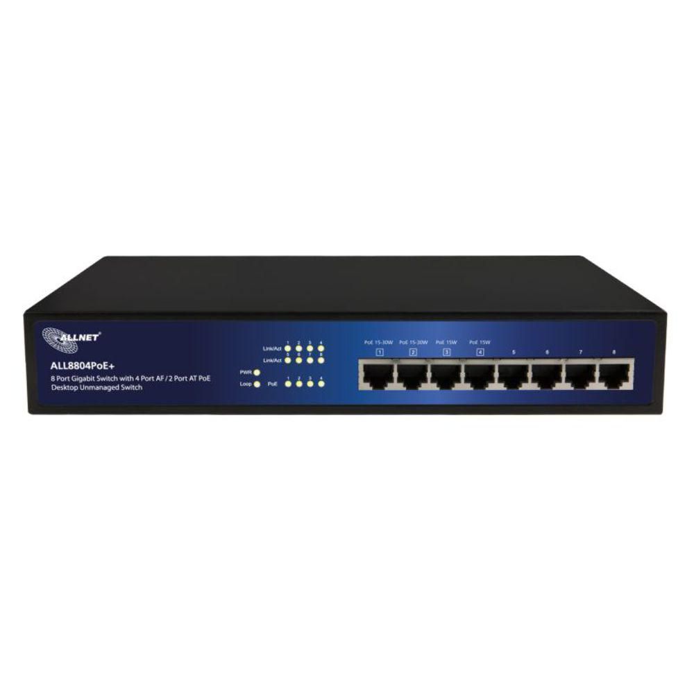 ALLNET Network Switch Unmanaged L2 Gigabit Ethernet (10/100/1000) Power Over Ethernet (Poe) Black, Blue