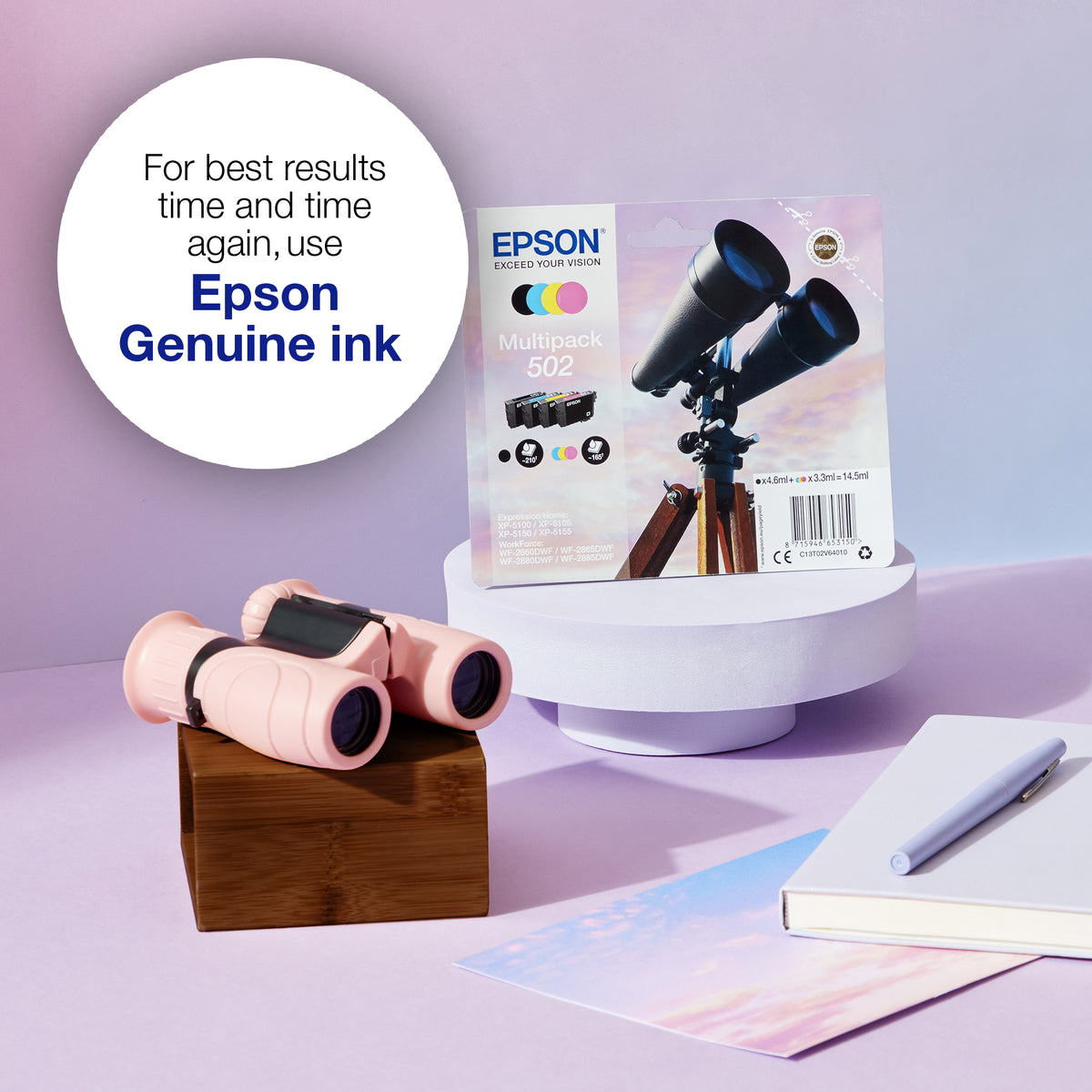 Epson C13T02V64010/502 Ink cartridge multi pack Bk,C,M,Y 4,6ml + 3x3,3ml Pack=4 for Epson XP 5100