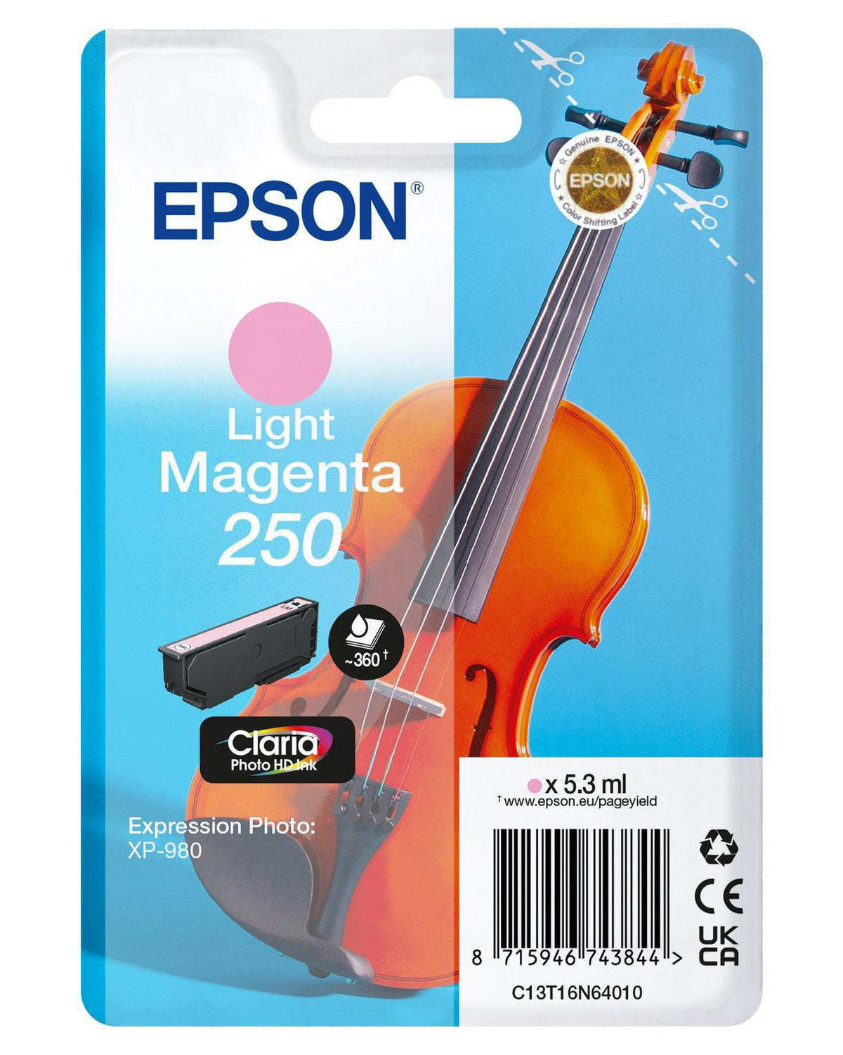 Epson 250 Violin Claria Photo Hd Ink Cartridge 1 Pc(S) Original High (Xl) Yield Light Magenta