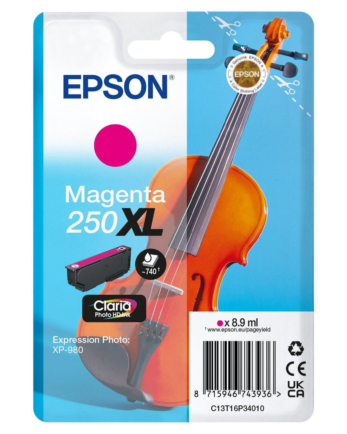Epson 250Xl Violin Claria Photo Hd Ink Cartridge 1 Pc(S) Original High (Xl) Yield Magenta