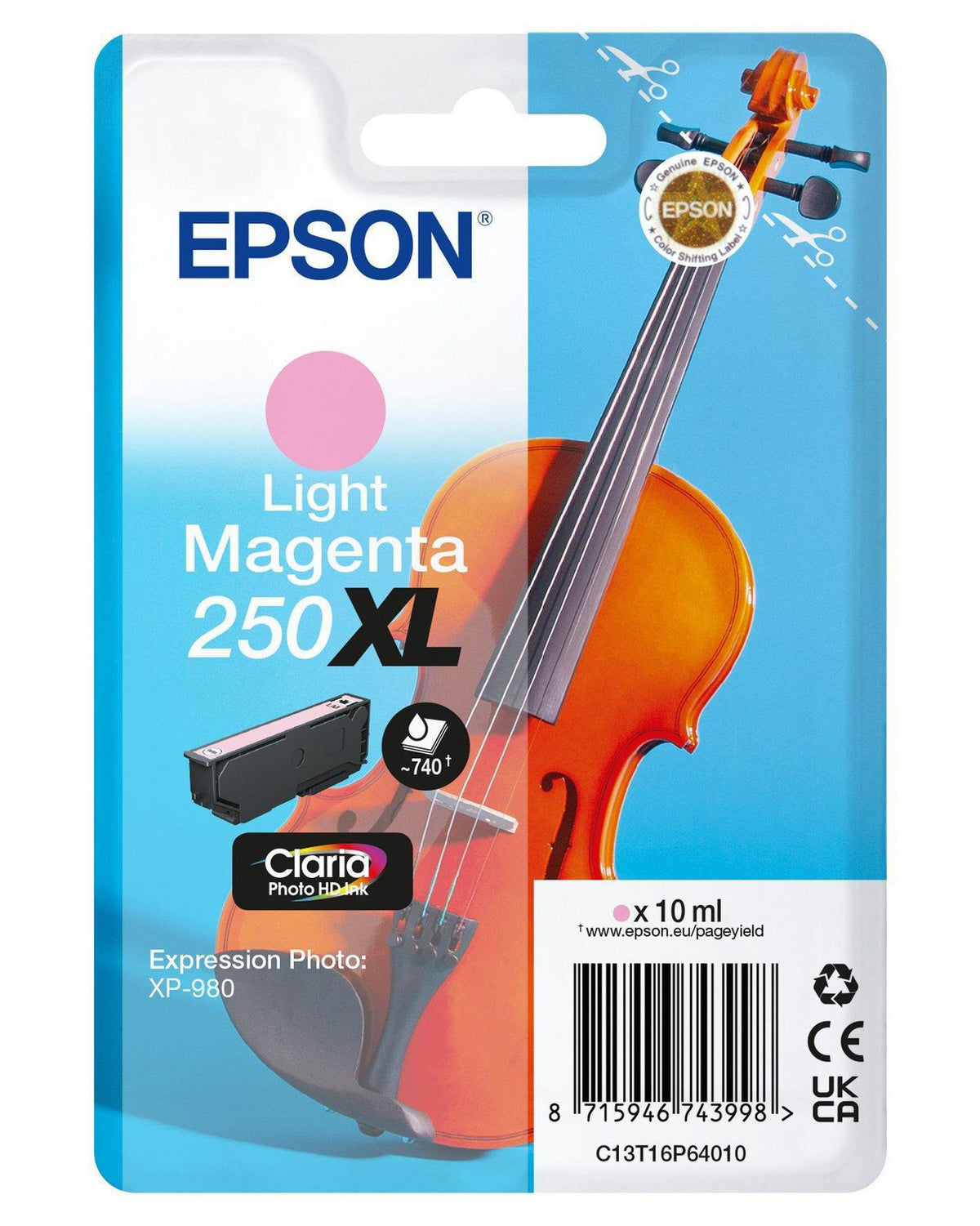 Epson 250Xl Violin Claria Photo Hd Ink Cartridge 1 Pc(S) Original High (Xl) Yield Light Magenta