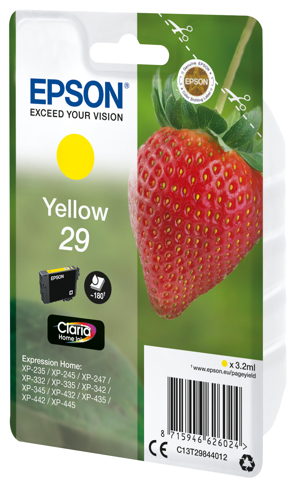Epson C13T29844012/29 Ink cartridge yellow, 180 pages ISO/IEC 19752 3.2ml for Epson XP 235/335