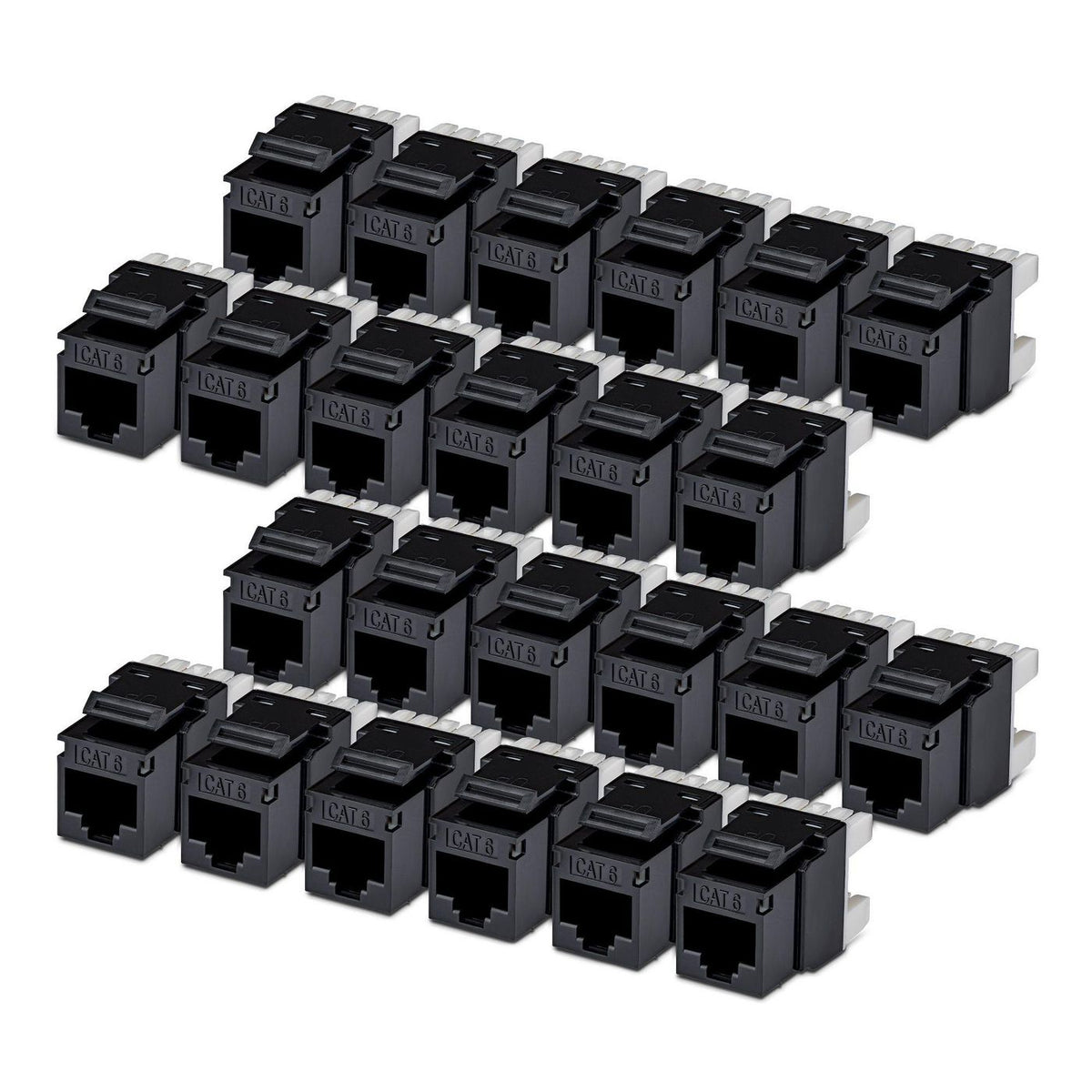 StarTech.com Cat6 Keystone Jack, 24-Pack Rj45 Ethernet Keystone Jacks, Utp Cat6 Wall Jack, 180-Degree 110 Punch Down, Black
