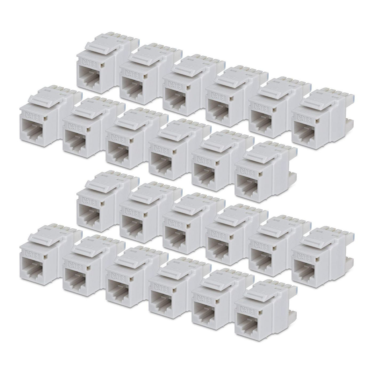 StarTech.com Cat6 Keystone Jack, 24-Pack Rj45 Ethernet Keystone Jacks, Utp Cat6 Wall Jack, 180-Degree 110 Punch Down, White