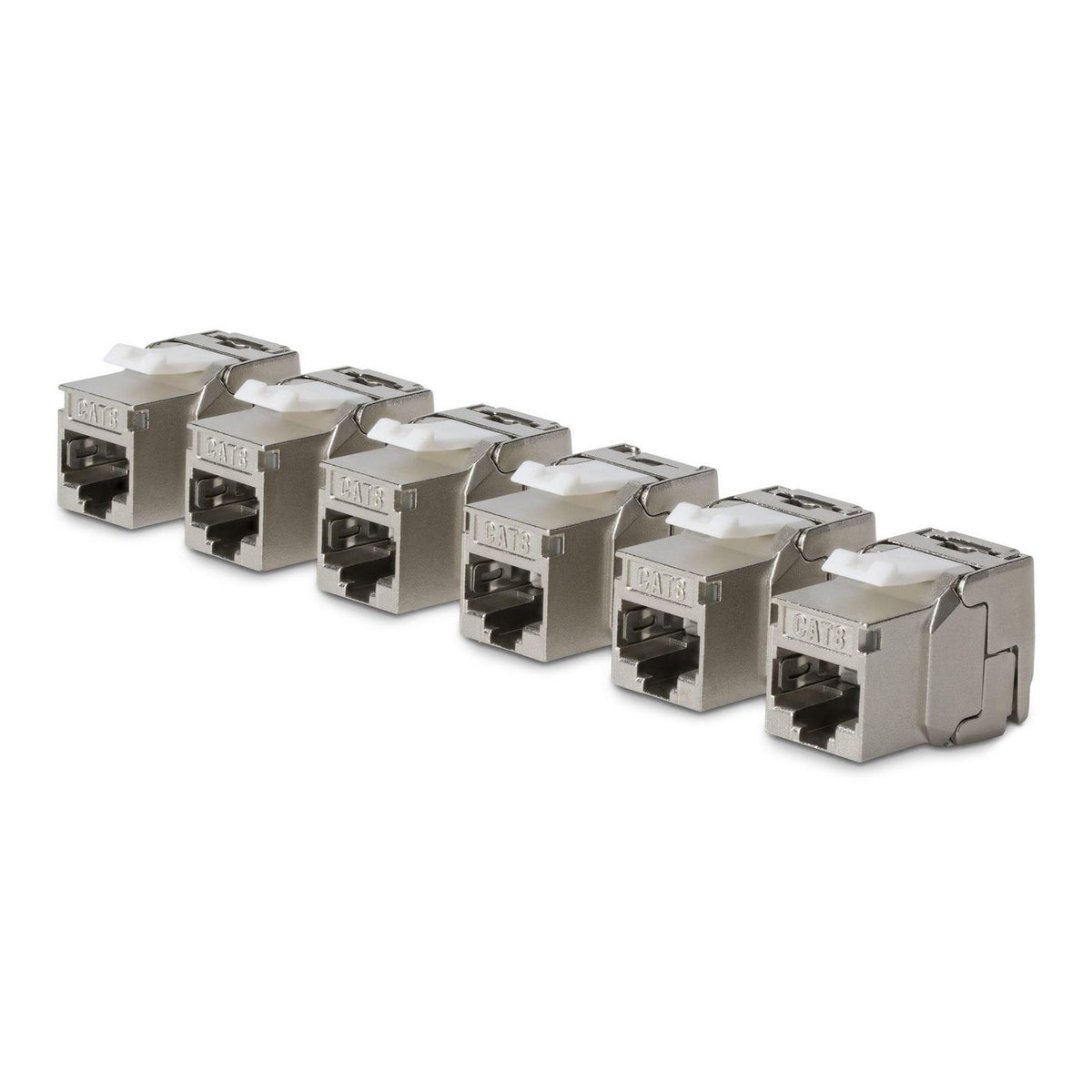 StarTech.com Cat8 Keystone Jack, 6-Pack Rj45 Ethernet Keystone Jacks, Stp Cat8 Wall Jack, 180-Degree Toolless