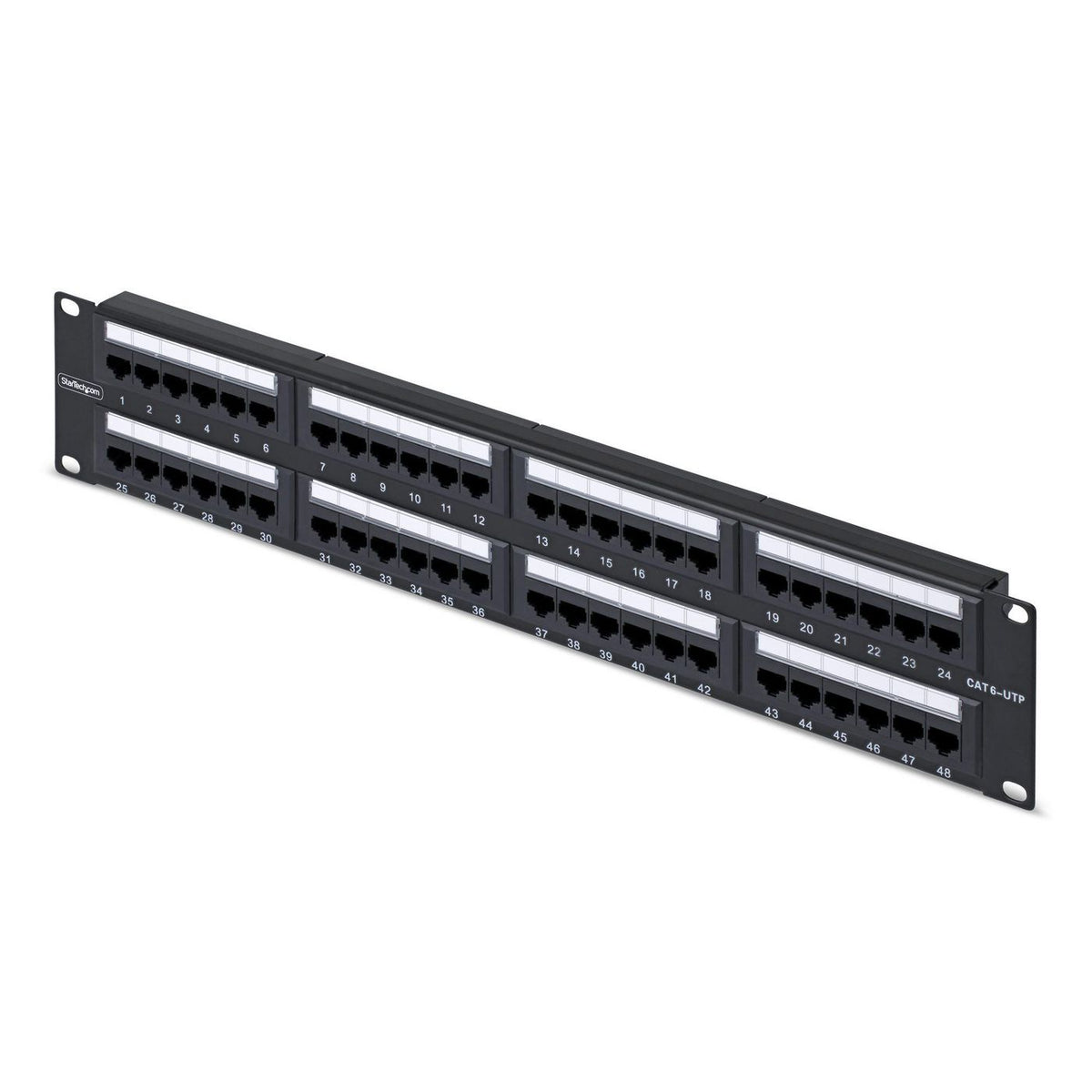 StarTech.com 48-Port 2U Rackmount Cat6 Patch Panel, Rj45, Utp, 110 Punch-Down, Cat 6 Ethernet Patch Panel For Network Server Rack