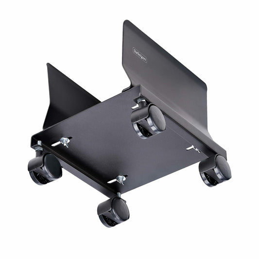 StarTech.com Computer Tower Cart, Rolling Mobile CPU Caddy on Wheels/Casters, Max Load 46.3lb/21kg, Adjustable PC Case Mount, Desktop Floor Stand, Steel Dolly, TAA
