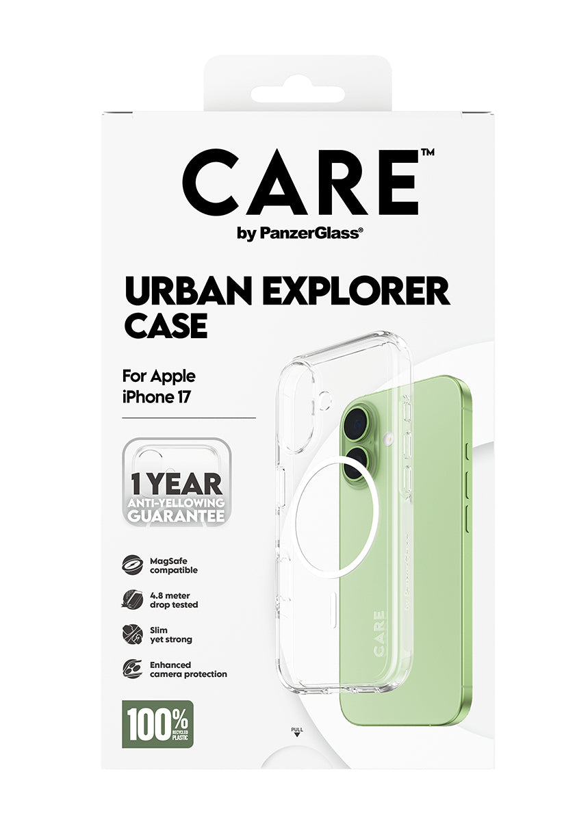 PanzerGlass CARE™ by ® Urban Explorer Case Transparent w. White MagSafe iPhone 17