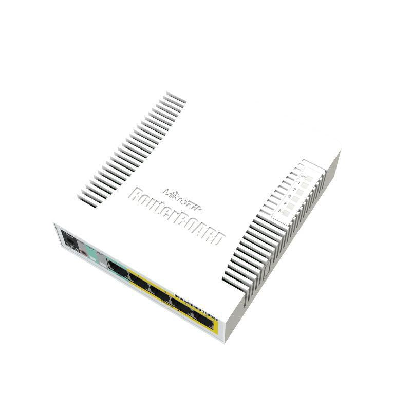 MikroTik RouterBOARD 260GSP 5-port Gigabit smart switch with SFP cage, SwOS, plastic case, PSU, POE-OUT