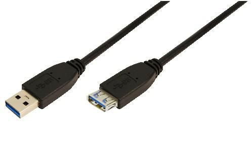 LogiLink USB 3.0 cable, USB-A/M to USB-A/F, black, 2 m 2m USB A - USB A 3.0 F/M, 2 m, USB A, USB A, 3.2 Gen 1 (3.1 Gen 1), Male/Female, Black