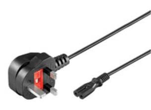 Dell Power Cord, 250, 1M, C7, 2P, DUAL, UK DF770, Omnigrid (2-pin), Male, Male, Black, Alienware M11x R2 Inspiron 1090, 1110, 1120, 1150