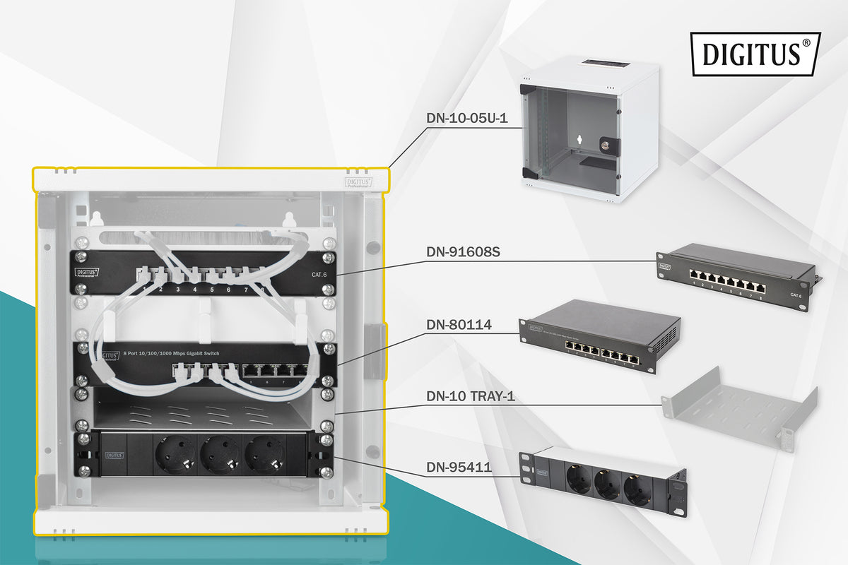 Digitus Network Set - 254 mm (10") - 6U, 312 x 300 mm (W xD)