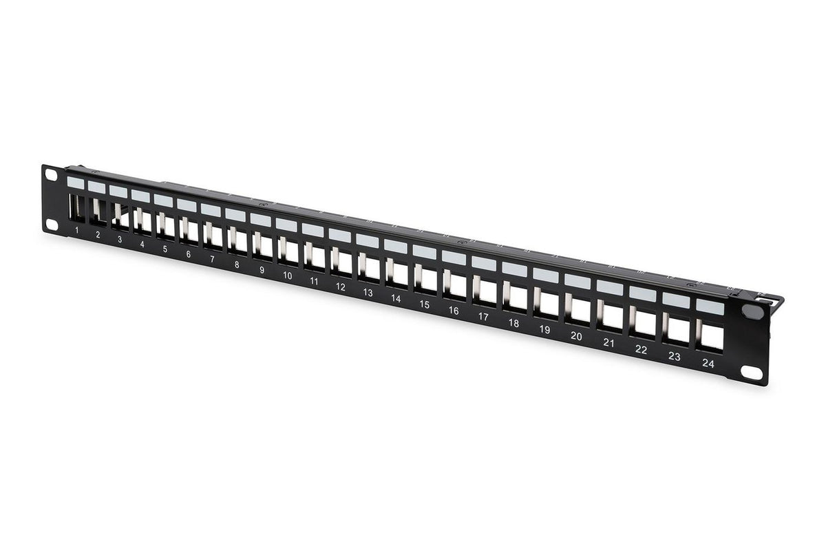 Digitus Modular Patch Panel, shielded 24-port, blank, 1U, rack mount, black RAL 9005 24-port. blank. 1U. rack mount
