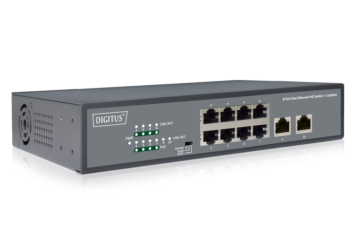 Digitus DN-95323-1 network switch Unmanaged Fast Ethernet (10/100) Power over Ethernet (PoE) Grey