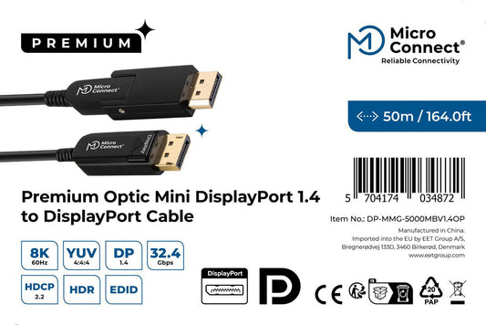 Microconnect DP-MMG-5000MBV1.4OP DisplayPort cable 50 m Black