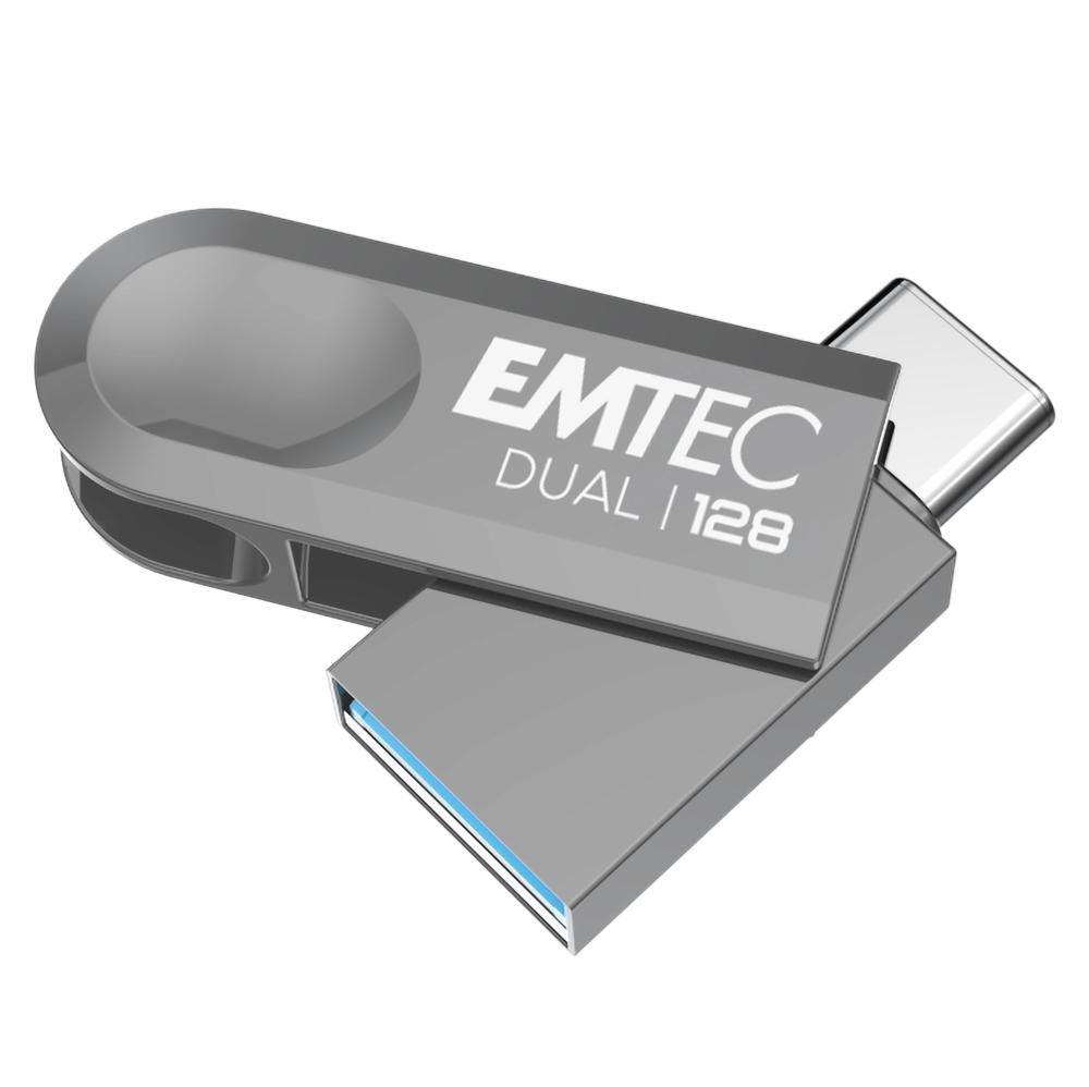 Emtec D280 Dual Usb Flash Drive 128 Gb Usb Type-A / Usb Type-C 3.2 Gen 1 (3.1 Gen 1) Silver
