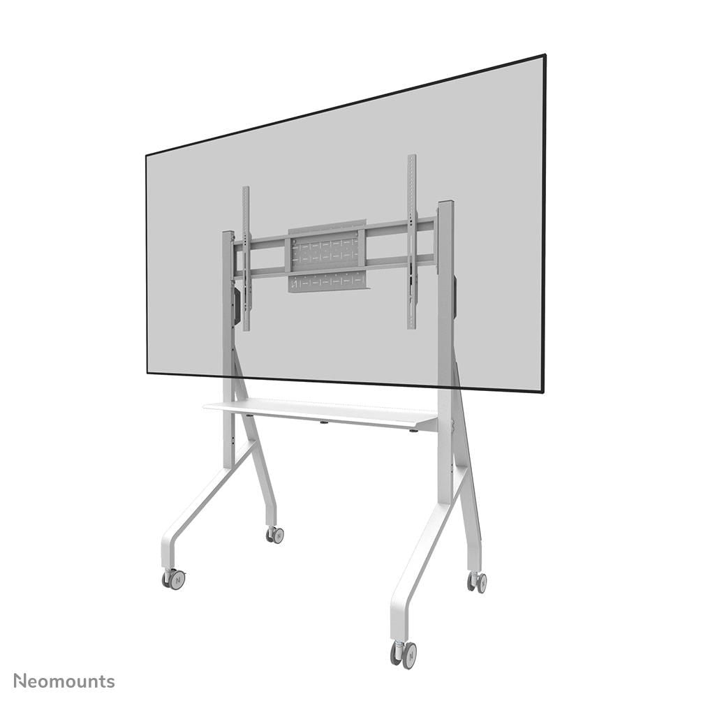 Neomounts FL50-525WH1, Mobile Display Trolley, 55-86", Max 76 kg, Manual H:106-136 cm, VESA 100x100-900x600, Incl. Hardware Shelf, Lockable