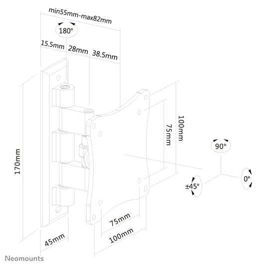 Neomounts FPMA-W810BLACK Monitor/TV mount wall 10-27" - full motion