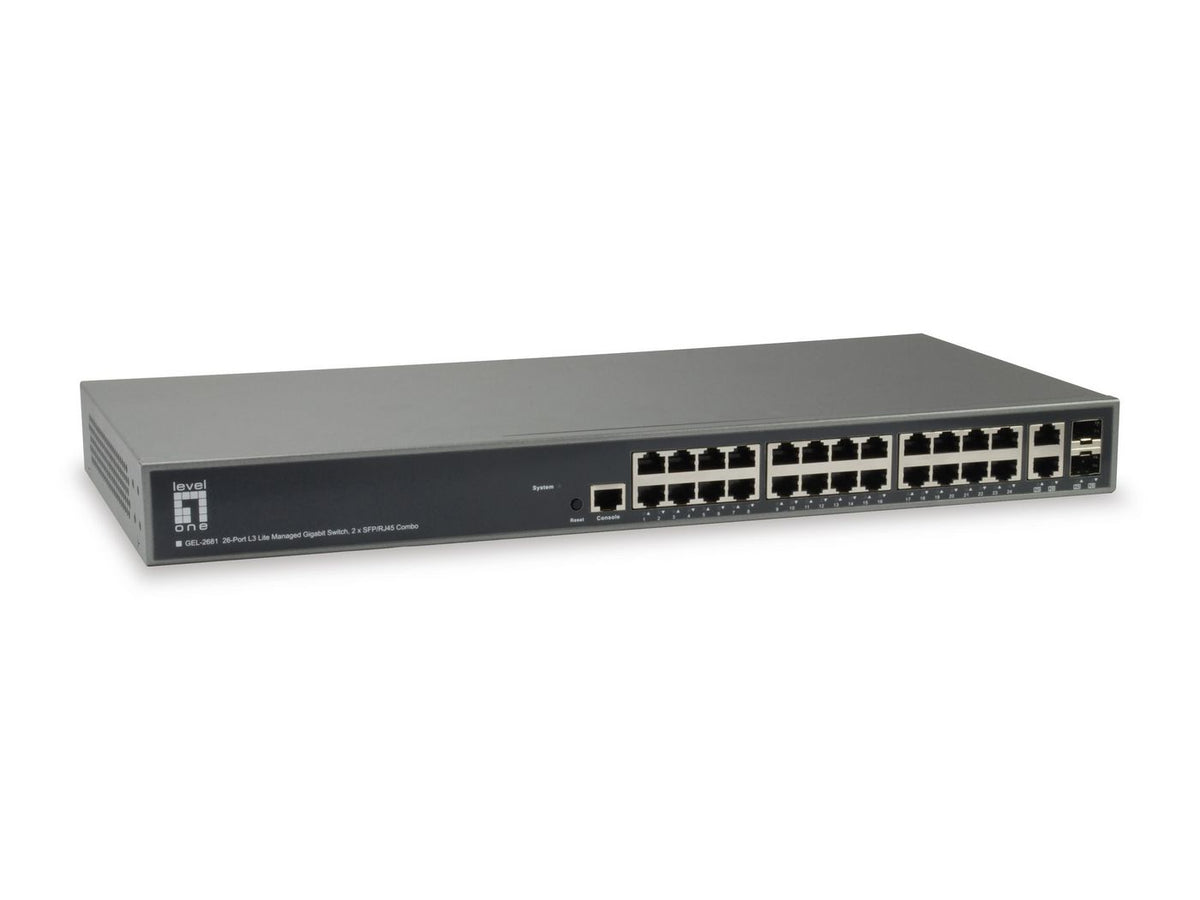 LevelOne 26-Port Lite Managed GB Switch TURING 26-Port L3 Lite Managed Gigabit Switch, 2 x SFP/RJ45 Combo, Managed, L3, Gigabit Ethernet