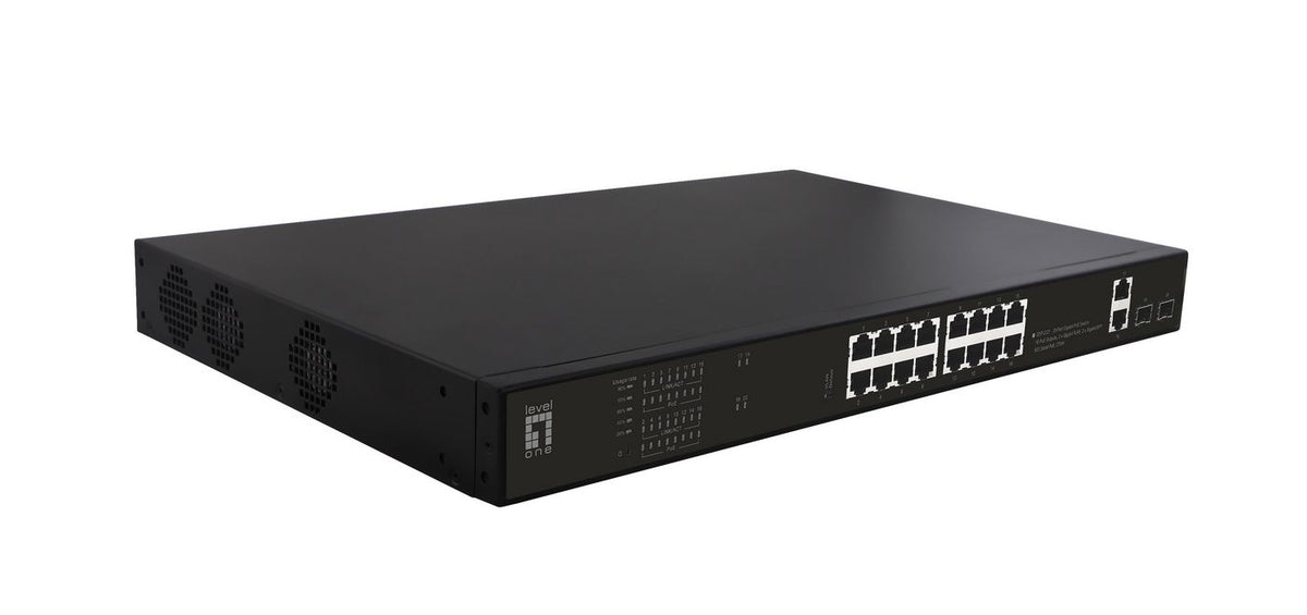 LevelOne Network Switch Unmanaged Gigabit Ethernet (10/100/1000) Power Over Ethernet (Poe) 1U Black