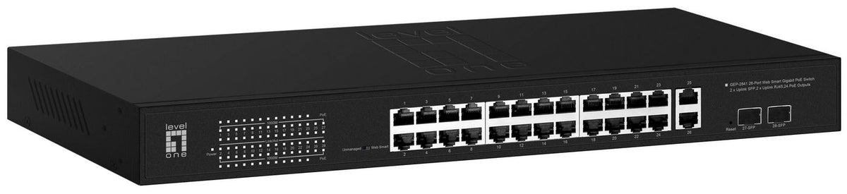 LevelOne Network Switch Managed L2 Gigabit Ethernet (10/100/1000) Power Over Ethernet (Poe) 1U Black