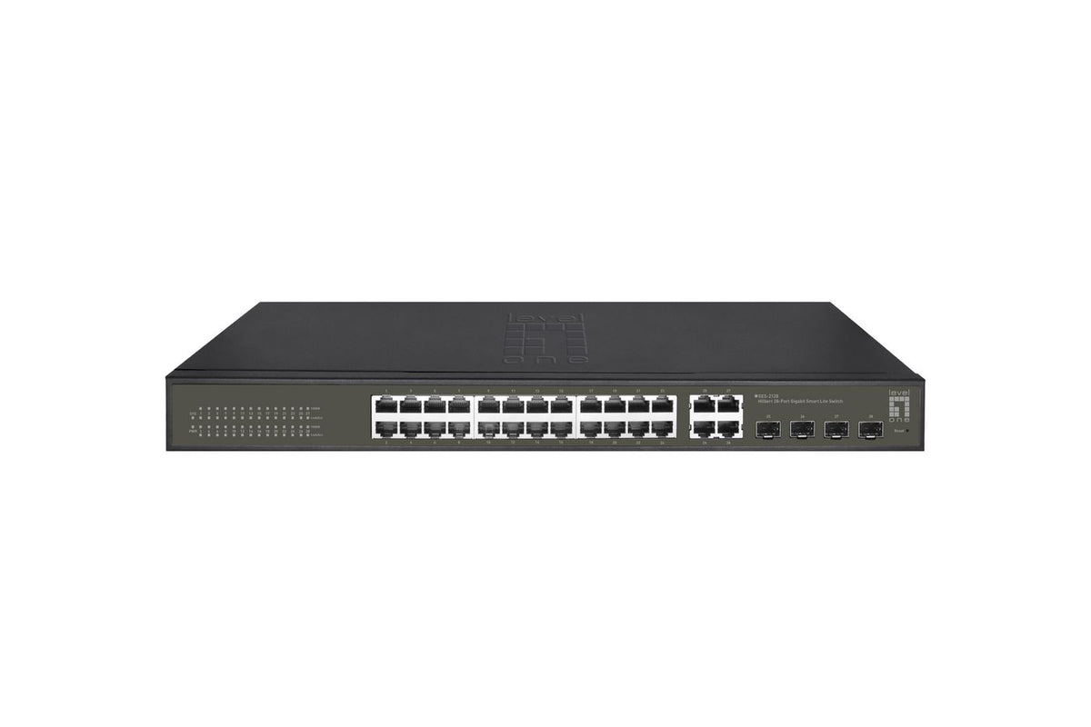 LevelOne Hilbert 28-Port Gigabit Smart Lite Switch, 24 X Gigabit Rj45, 4 X Gigabit Sfp/Rj45 Combo