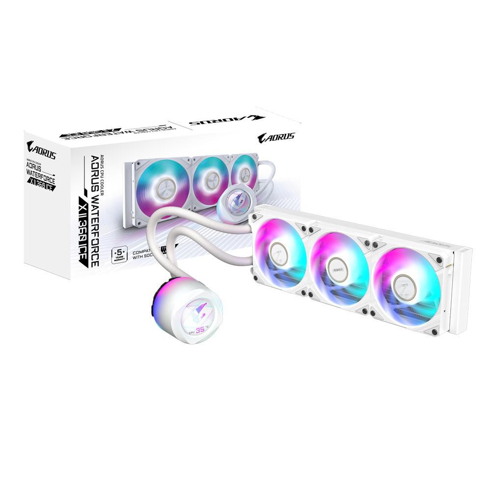 Gigabyte Aorus Waterforce X Ii 360 Ice Aio Liquid Cpu Cooler- 3X120Mm Argb Fans, Full-Color Lcd, Magnetic Interlocking Mechanism,