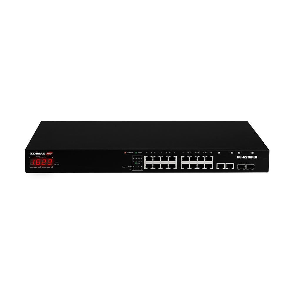 Edimax Surveillance VLAN 18-Port Gigabit PoE+ Long Range Web Smart Switch with 2 Gigabit RJ45/SFP Combo Por