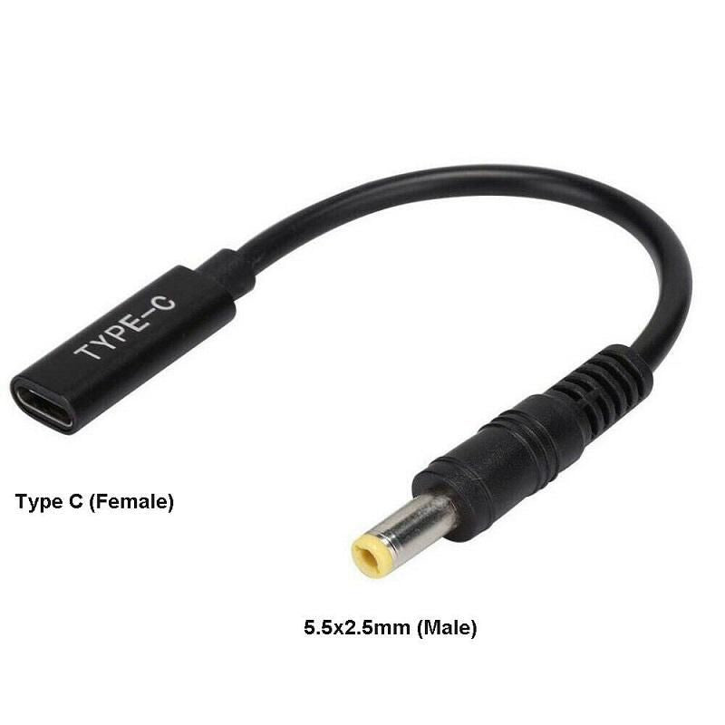 CoreParts MBXUSBC-CO0005 cable gender changer USB C 5.5 x 2.5 mm Black