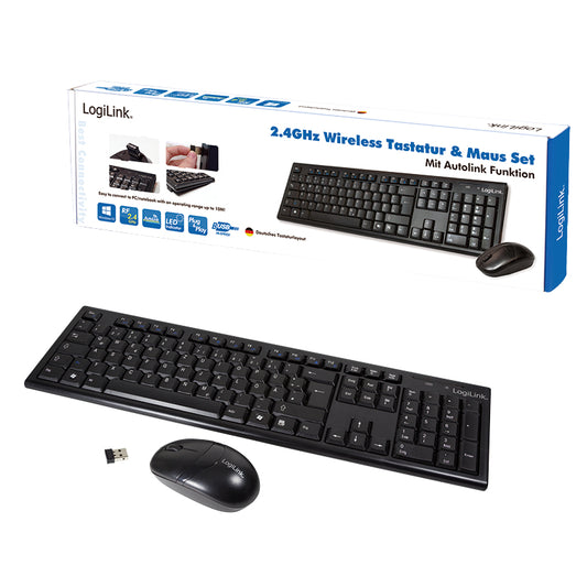 LogiLink ID0104 keyboard Mouse included Office RF Wireless QWERTZ Black