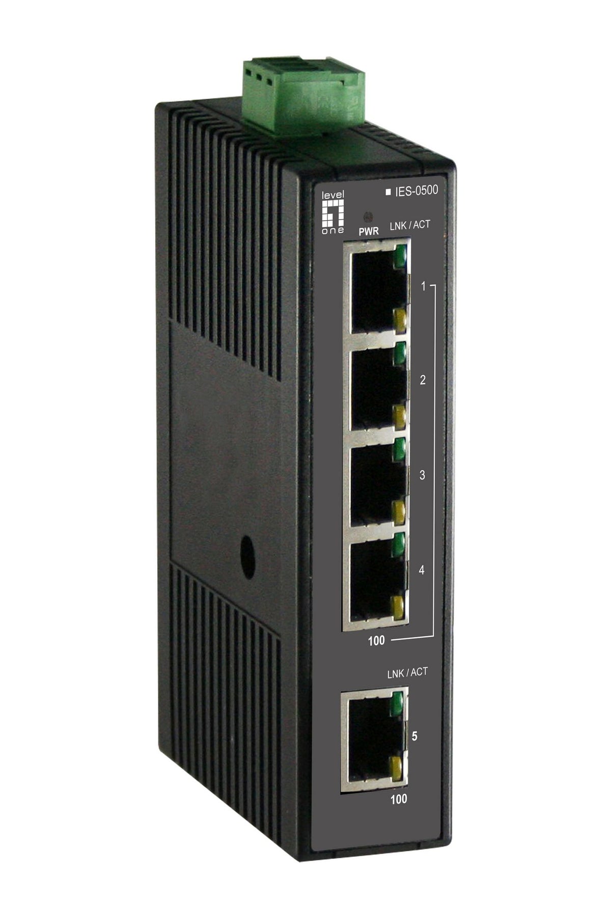 LevelOne 5 FE UNMGD SWTCH -10 TO 60 5-Port Fast Ethernet Industrial Switch, DIN-Rail, -20°C to 70°C, Unmanaged, Fast Ethernet (10/100),