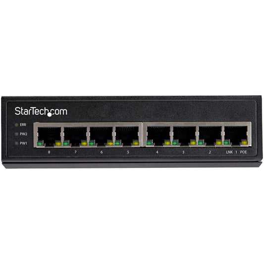 StarTech.com Industrial 8 Port Gigabit PoE Switch - 30W - Power Over Ethernet Switch - GbE PoE+ Unmanaged Switch - Rugged High Power Gigabit Network Switch IP-30/ -40 C - 75 C - TAA