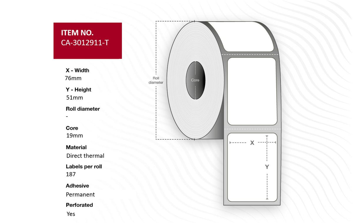 Capture CA-3012911-T printer label White