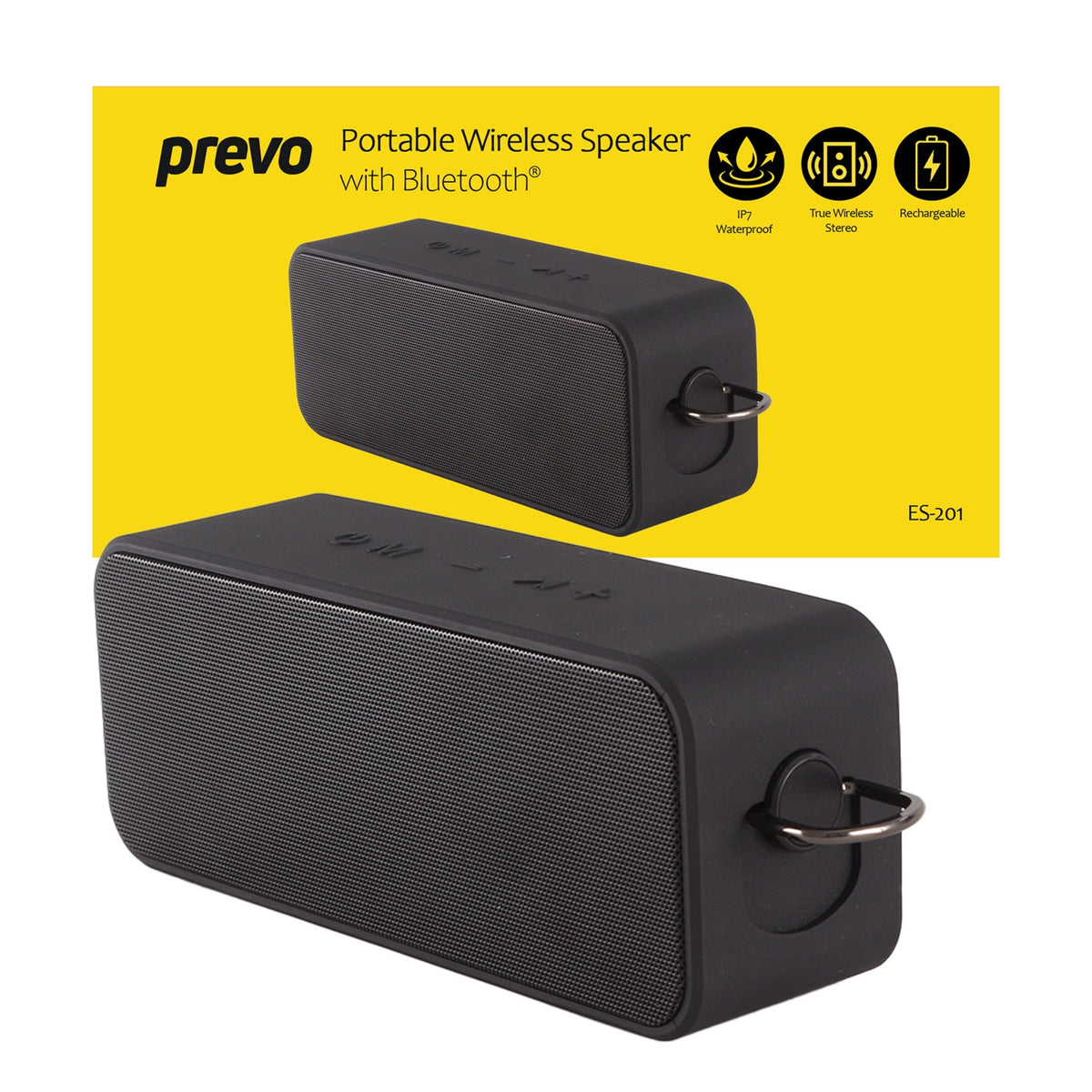 PREVO ES-201 Portable IP7 Waterproof Wireless Speaker with Bluetooth, USB, SD & 2 x 10W Speakers