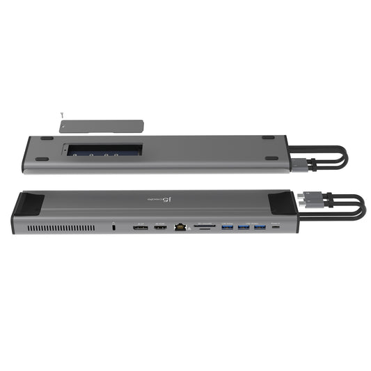 j5create JCD552 M.2 NVMe® USB-C® Gen 2 Docking Station, Silver and Black