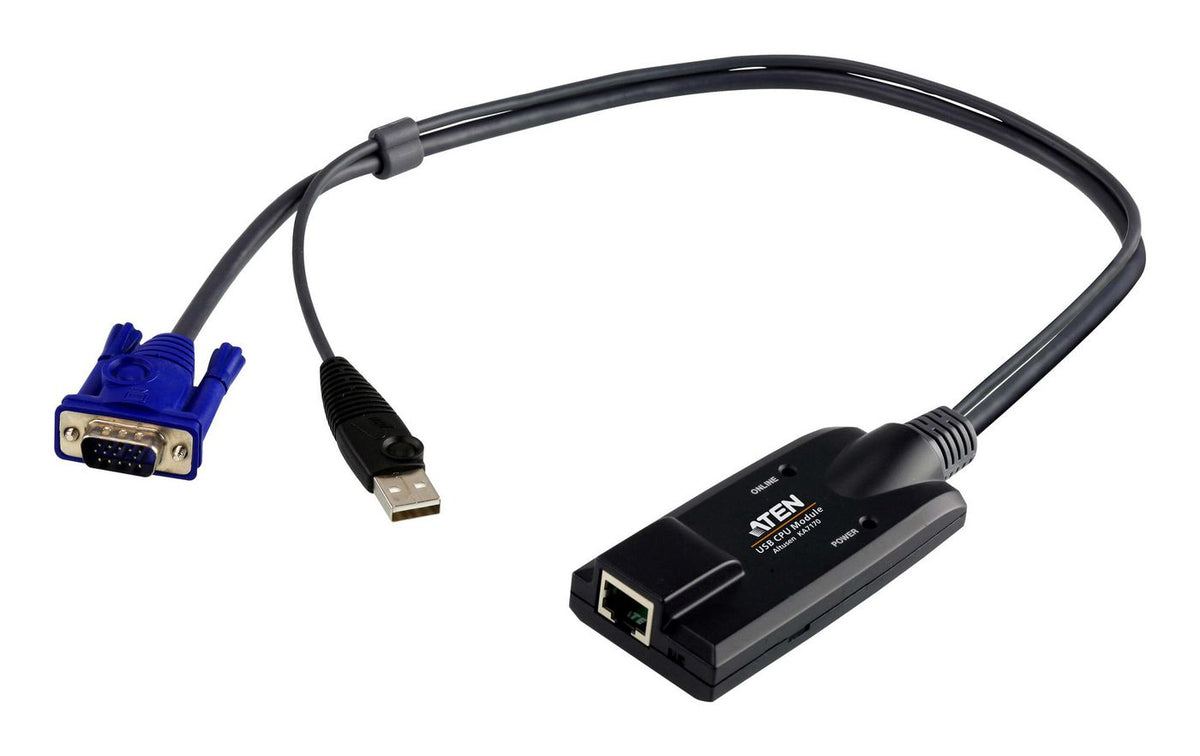 Aten USB CPU Module (50 Meters) USB - VGA to Cat5e/6 KVM Adapter Cable (CPU Module), USB, USB, VGA, Black, Blue, Metallic, RJ-45, 1 x