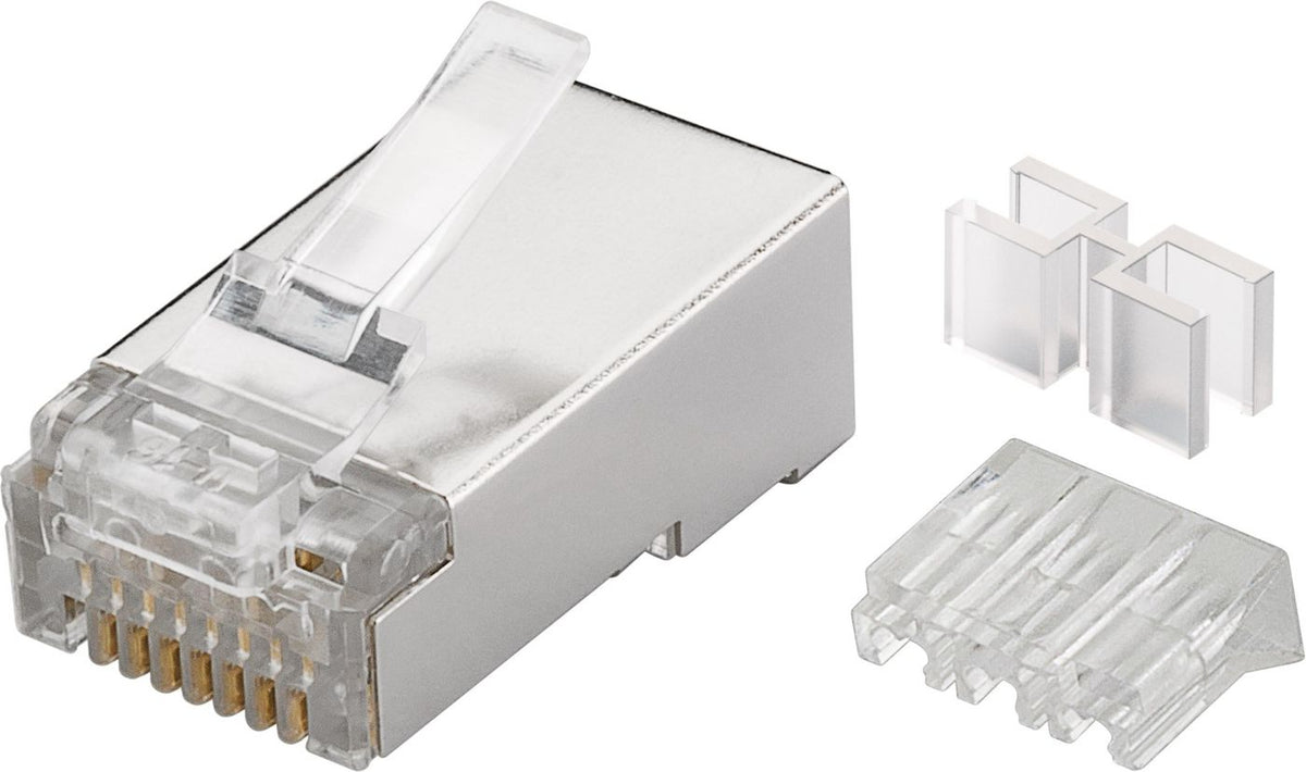 MicroConnect Modular Plug CAT6 Plug 8P8C FTP Shielded 50pcs in one bag with Insertion Aid, For Stranded & Solid cable