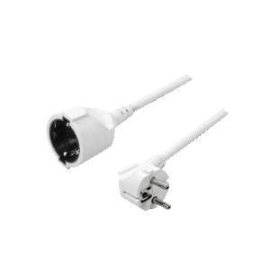 LogiLink Power cord extension, CEE 7/7 (90°) to CEE 7/3, white, 3 m LPS101, 3 m, Male/Female, 250 V, 16 A, White