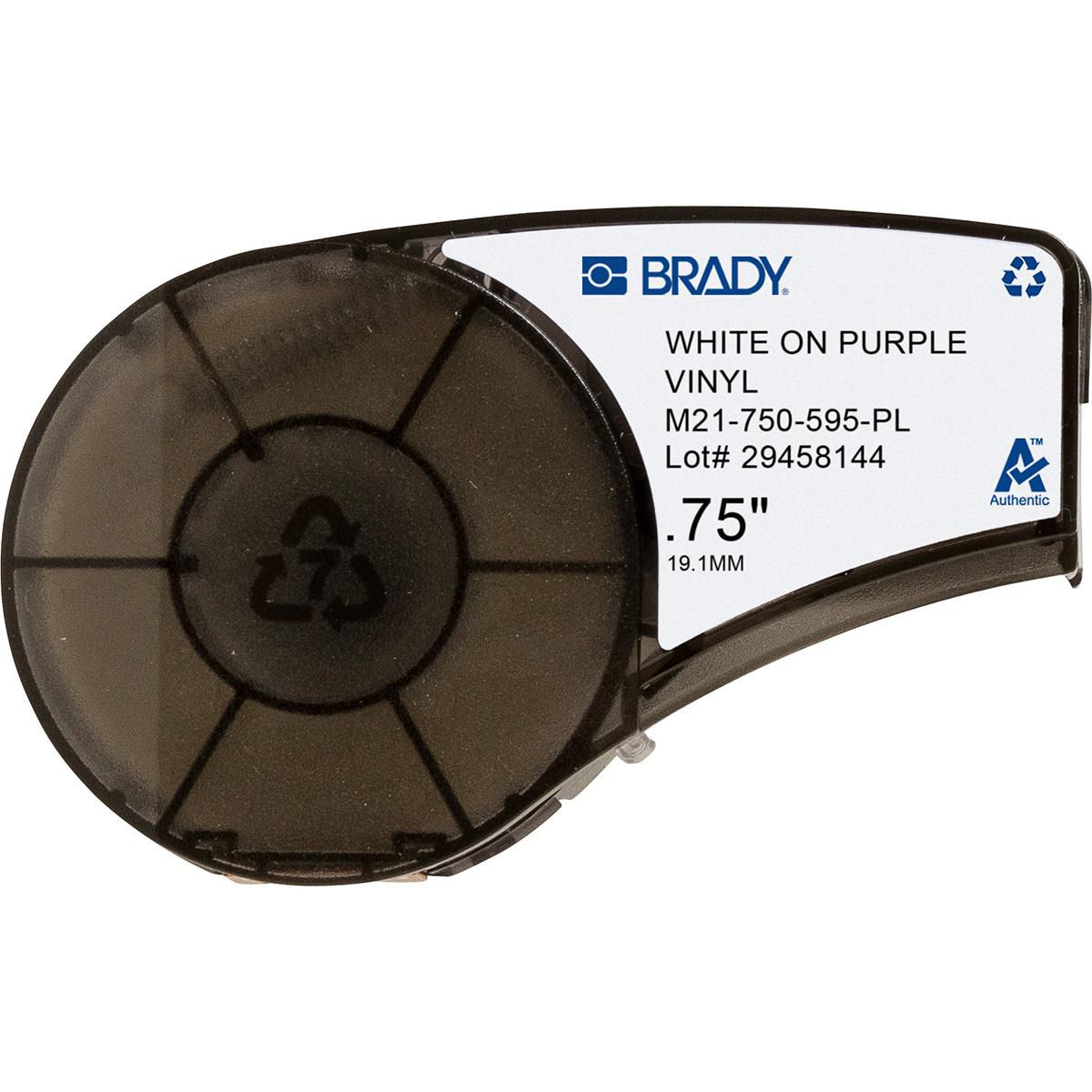 Brady Vinyl tape for M211 M210 BMP21-PLUS BMP21-LAB BMP21 M21-750-595-PL, Purple, White, Self-adhesive printer label, Vinyl, Thermal