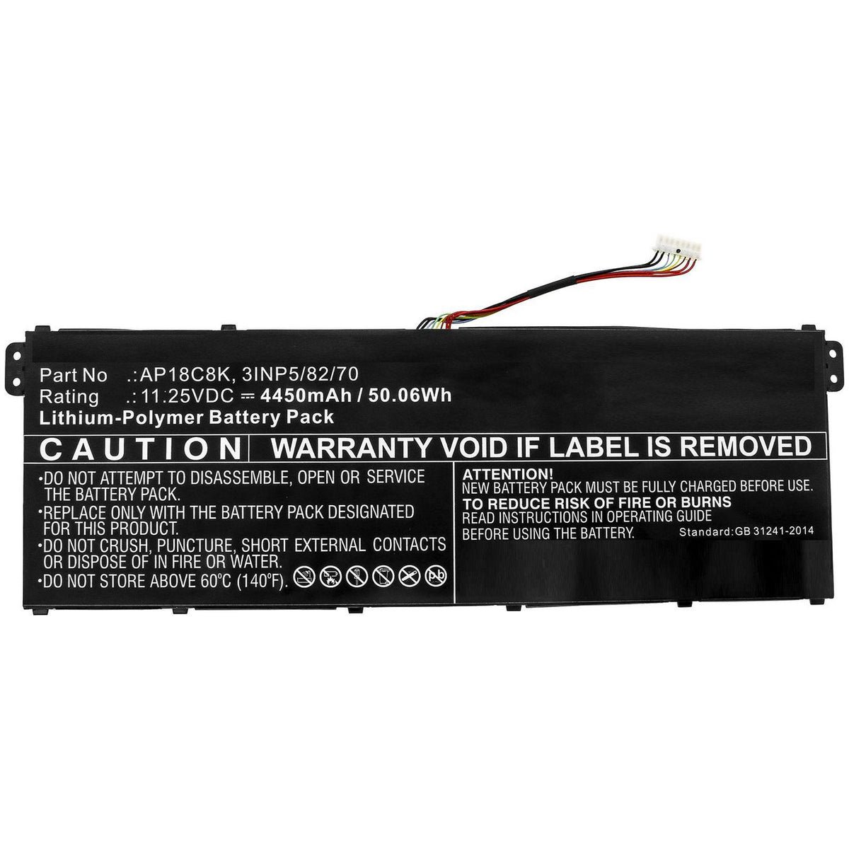 CoreParts Laptop Battery for Acer 50.24Wh 11.55V 4350mAh 50.06Wh Li-Pol 11.25V 4450mAh Black for Acer Notebook, Laptop Aspire 5