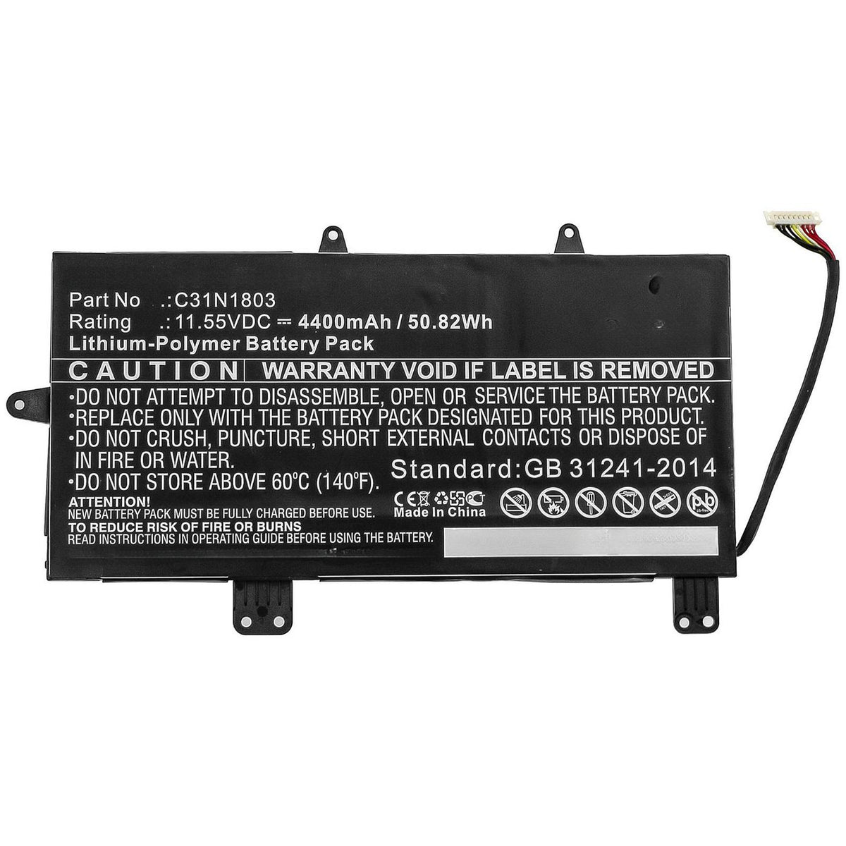 CoreParts Laptop Battery for Asus 50.82Wh 11.55V 4400mAh 50.82Wh Li-Polymer 11.55V 4400mAh for Asus UX480FD UX450FD,ZenBook Pro 14 UX480